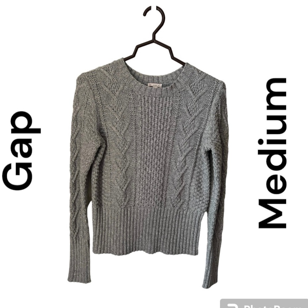Gap, Gray Cableknit, Sweater, Medium - image 1